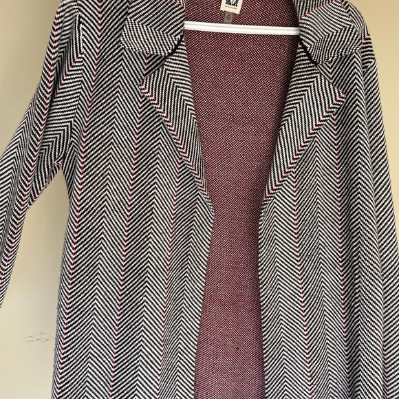 Anne Klein Black and White Herringbone Jacket with Red AccentsNWOT - Picture 5 of 6